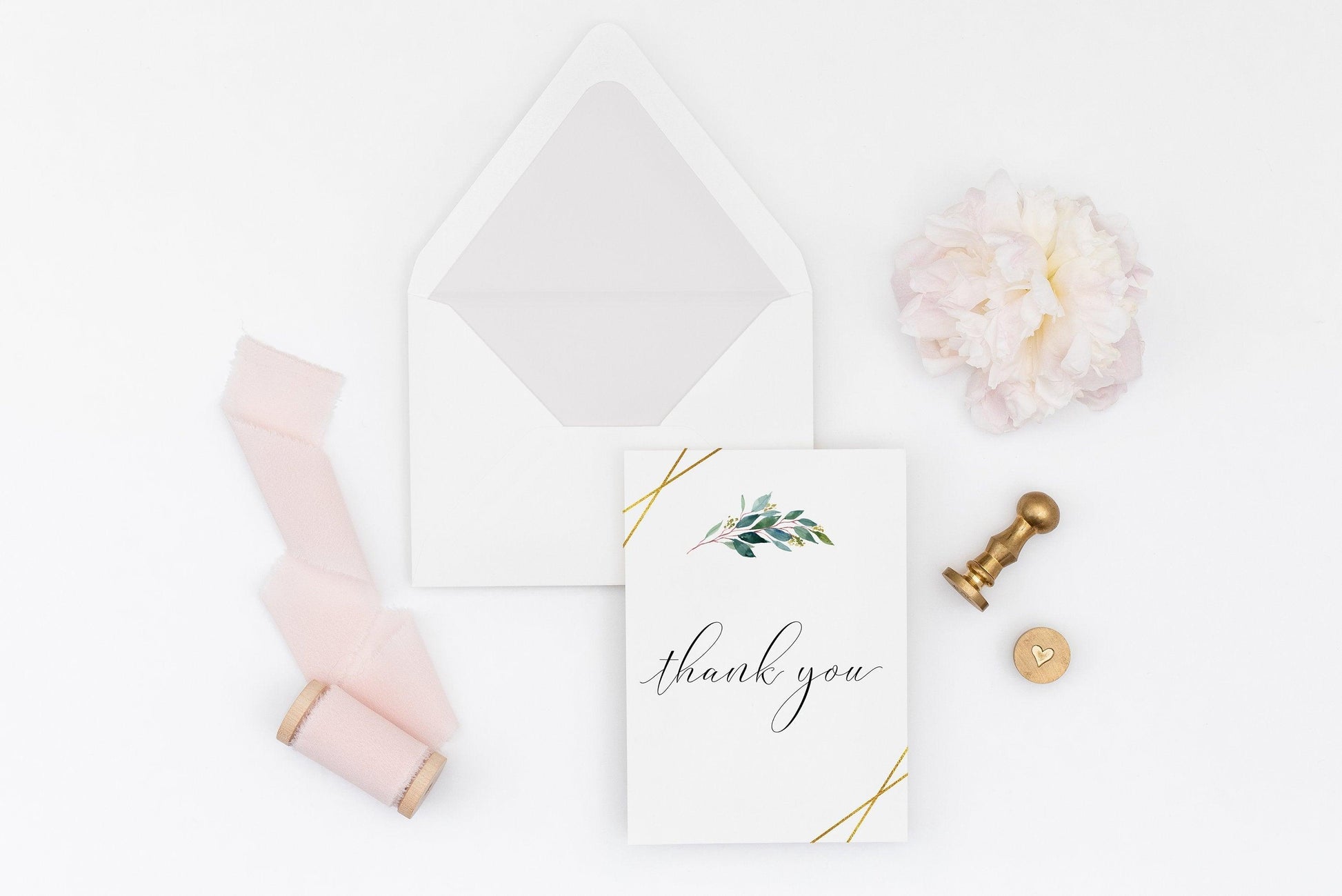 Geometric Wedding Thank You Card Instant Download Thank you Cards Printable Thank You Wedding Cards Greenery Gold - TARA - SAVVY PAPER CO