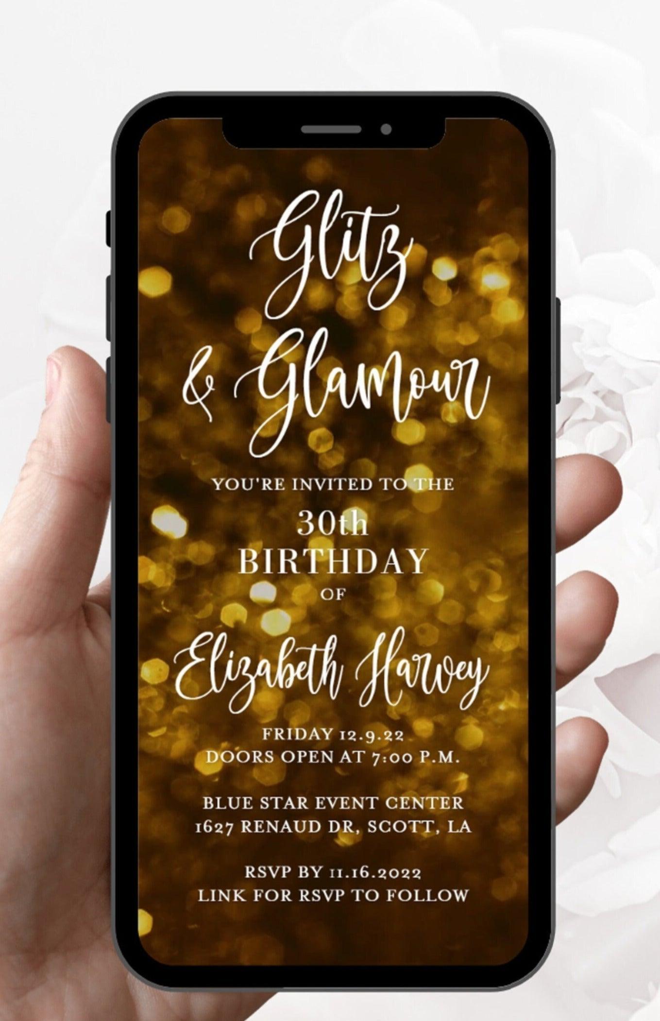 Glamour Electronic Wedding Invitation edit in canva, Wedding Mobile Invite, Digital Engagement Party Video Invitations, Instant Download - SAVVY PAPER CO
