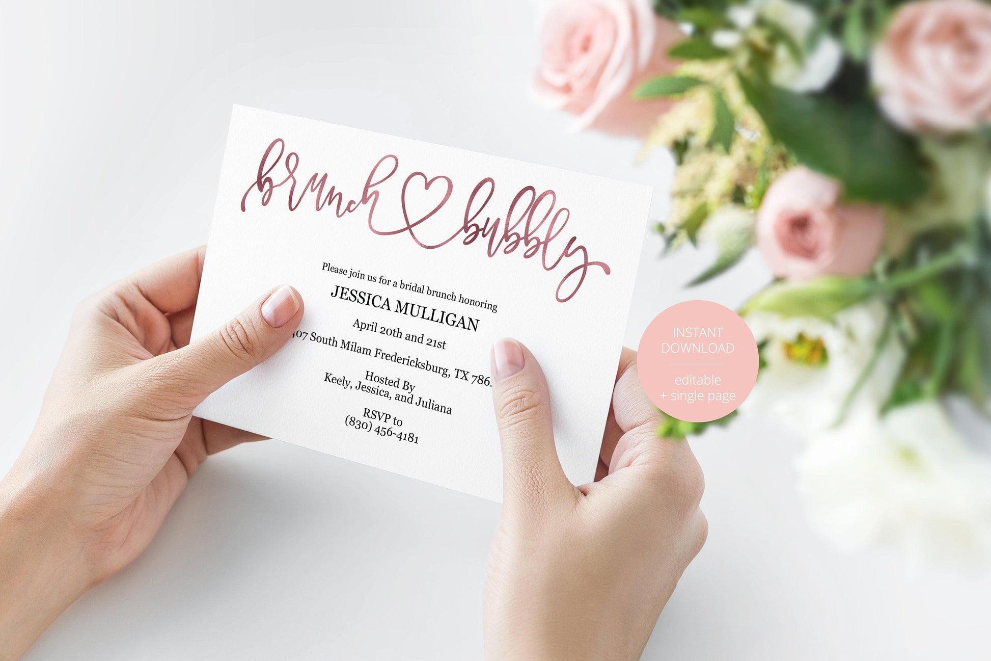 Gold Brunch and Bubbly Bridal Shower Invitation Instant Download Printable Editable Template DIY Bridal Shower Invite - JESSICA - SAVVY PAPER CO