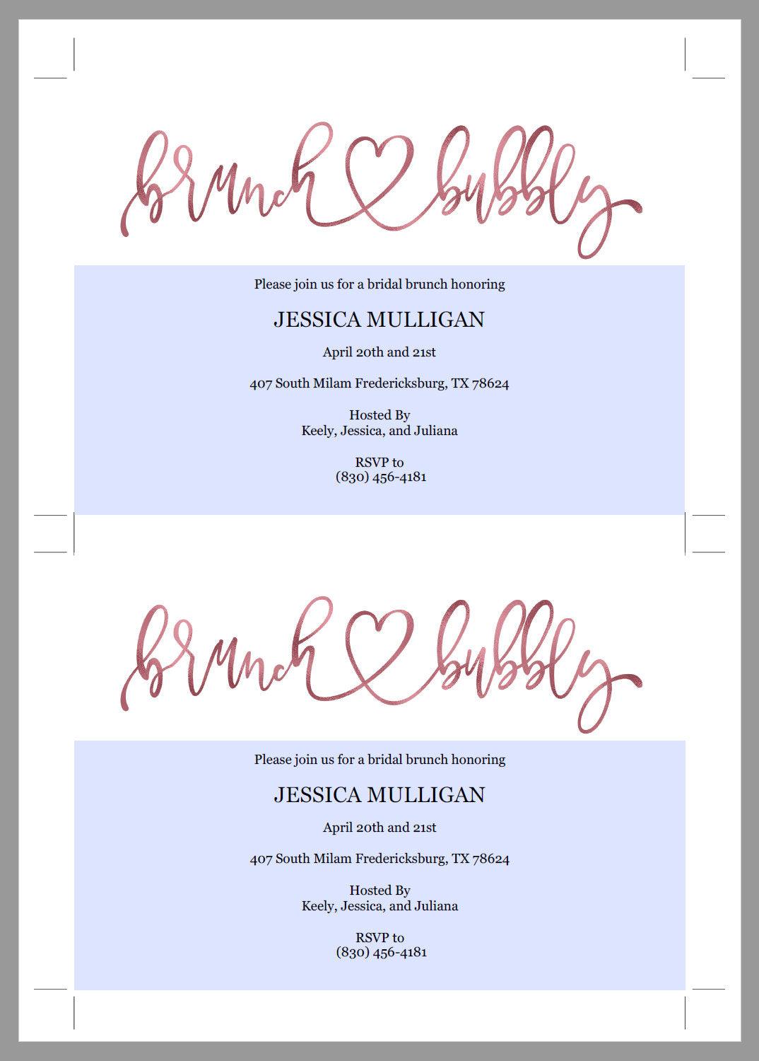 Gold Brunch and Bubbly Bridal Shower Invitation Instant Download Printable Editable Template DIY Bridal Shower Invite - JESSICA - SAVVY PAPER CO