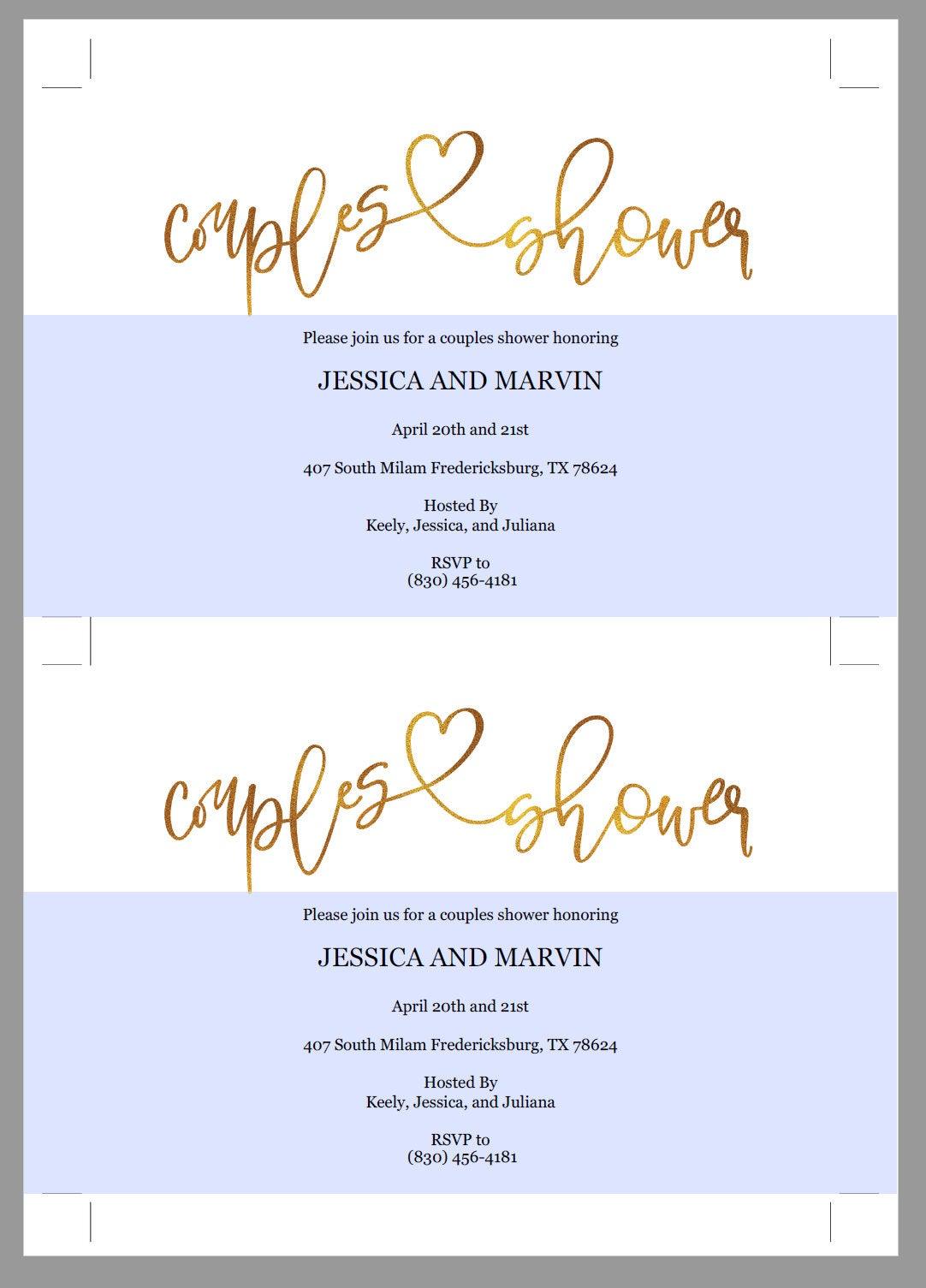 Gold Couples Shower Invitation Instant Download Printable Editable Template DIY Bridal Shower Invite -JESSICA - SAVVY PAPER CO