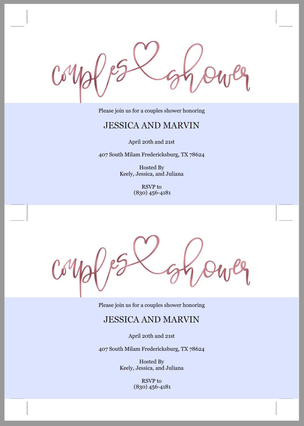 Gold Couples Shower Invitation Instant Download Printable Editable Template DIY Bridal Shower Invite -JESSICA - SAVVY PAPER CO