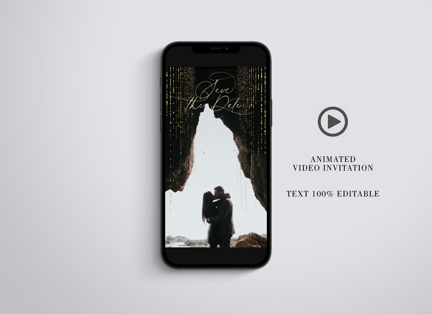 Gold Glitter Wedding Save the Date Video Evite, Electronic Save the Dates Invite, Wedding Video Invitation, Animated Invitation - SAVVY PAPER CO