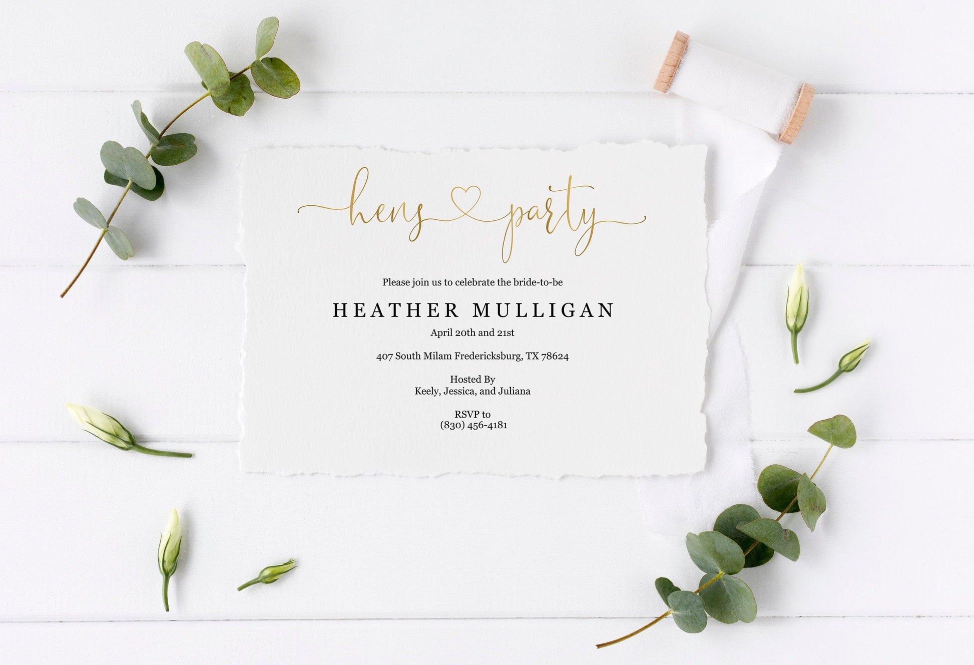 Gold Hens Party Invitation Instant Download Printable Editable Template DIY Bridal Shower Invite - Heather - SAVVY PAPER CO