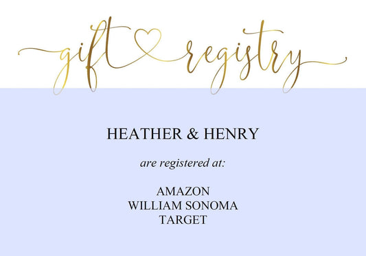 Gold Registry Card, Gift Registry, Wedding Template, Enclosure Cards, Registry Wedding, Shower Registry, Registry Card Insert - Heather - SAVVY PAPER CO
