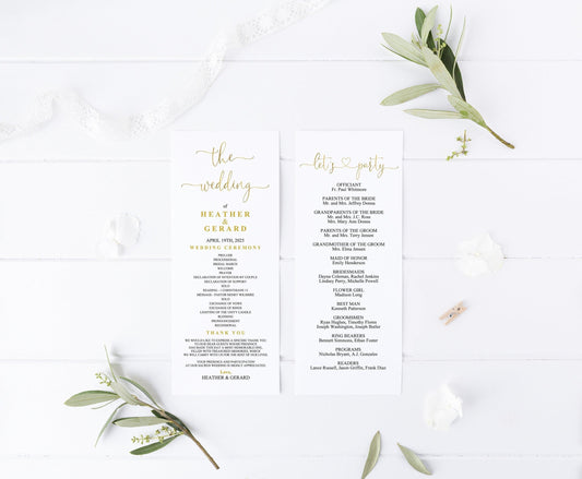 Gold Wedding Program Template Printable Ceremony Programs Editable Template Instant download - Heather - SAVVY PAPER CO