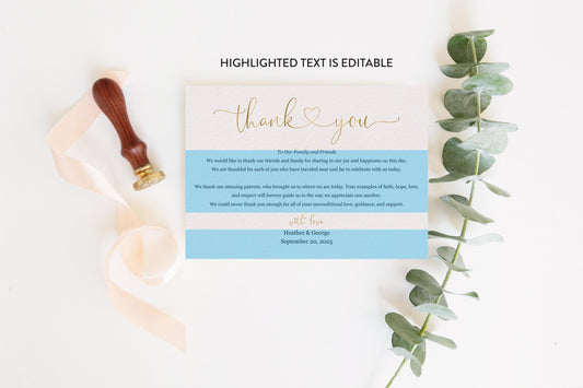 Gold Wedding Thank You Note Instant Download Thank you Cards Printable Thank You Wedding Cards Calligraphy Heart - Heather - SAVVY PAPER CO