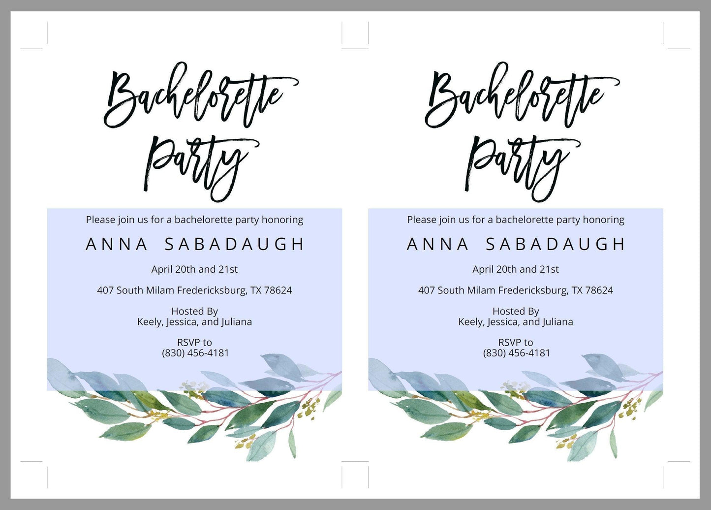 Greenery Bachelorette Party Invite, DIY Editable Instant Download Bachelorette Invites, Invitation Template - ANNA - SAVVY PAPER CO