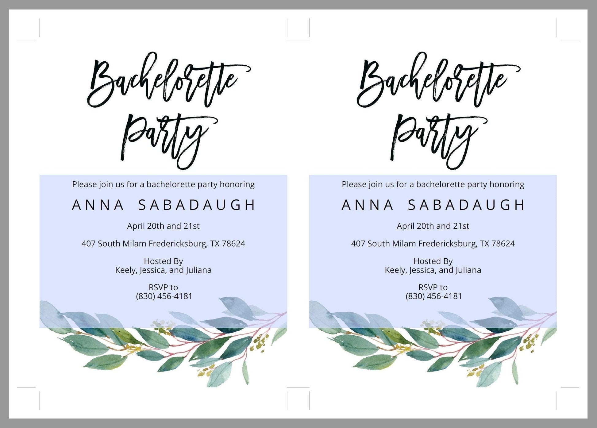 Greenery Bachelorette Party Invite, DIY Editable Instant Download Bachelorette Invites, Invitation Template - ANNA - SAVVY PAPER CO