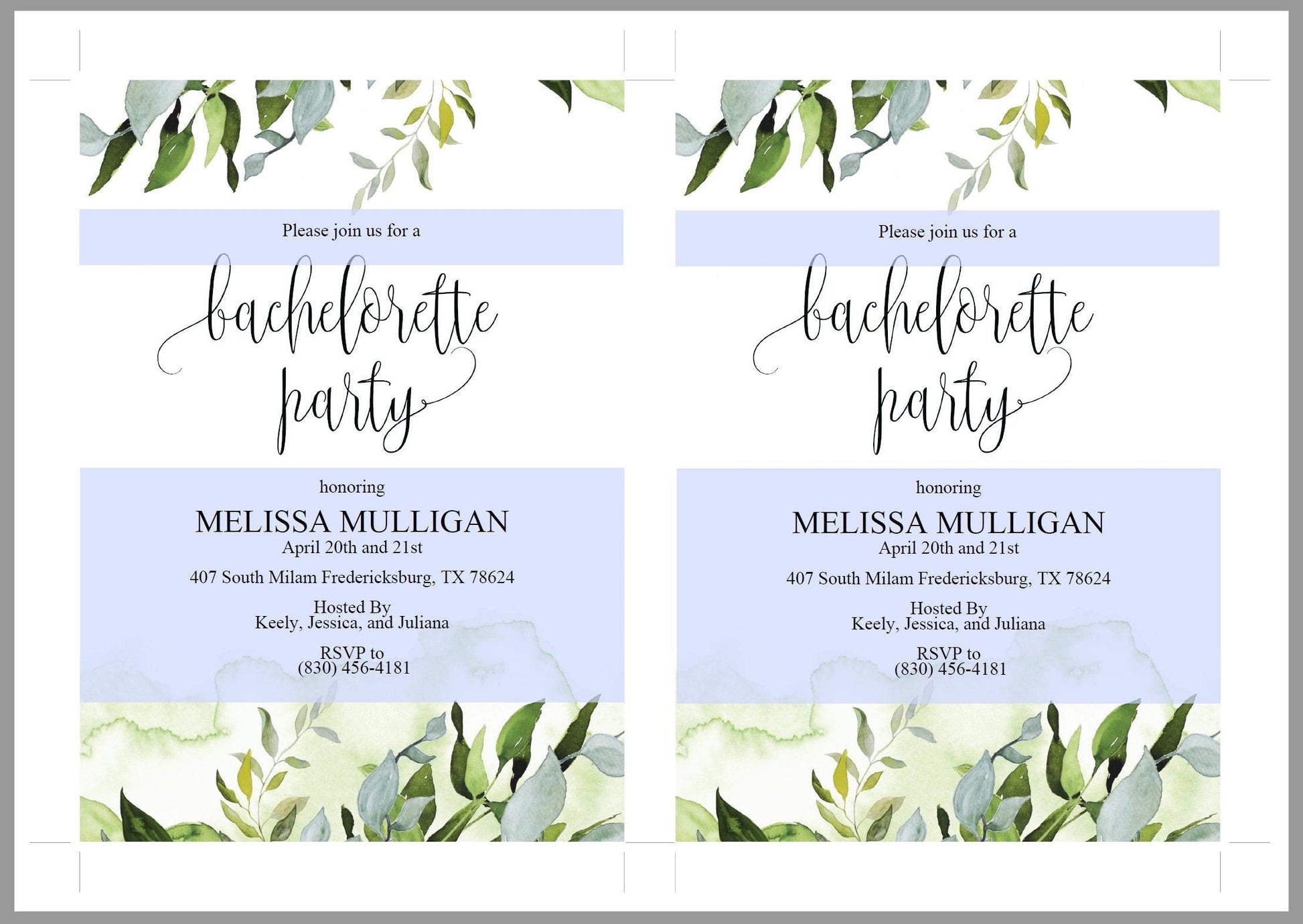 Greenery Bachelorette Party Invite, DIY Editable Instant Download Bachelorette Invites, Rustic Invitation Template - Melissa - SAVVY PAPER CO