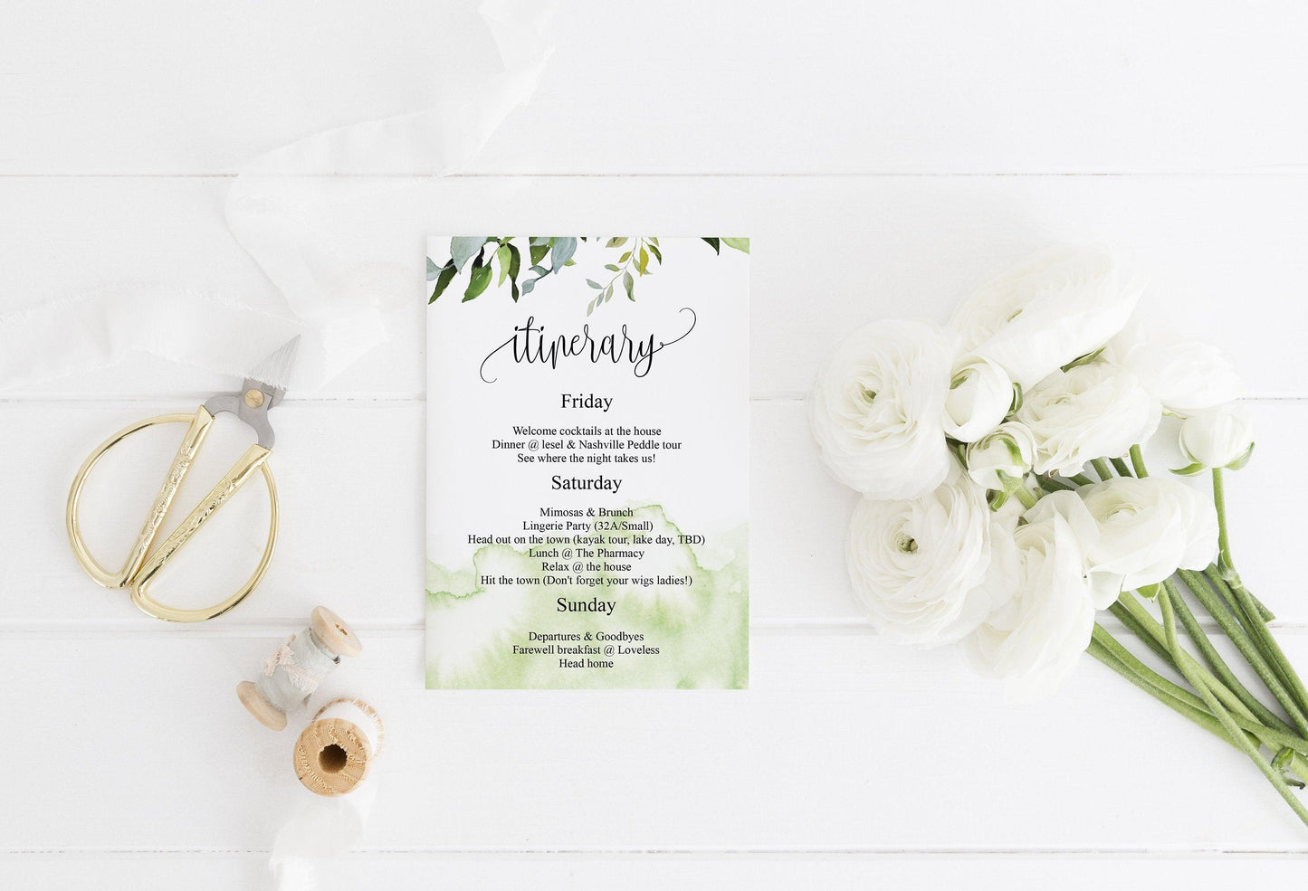 Greenery Bachelorette Party Invite, DIY Editable Instant Download Bachelorette Invites, Rustic Invitation Template - Melissa - SAVVY PAPER CO