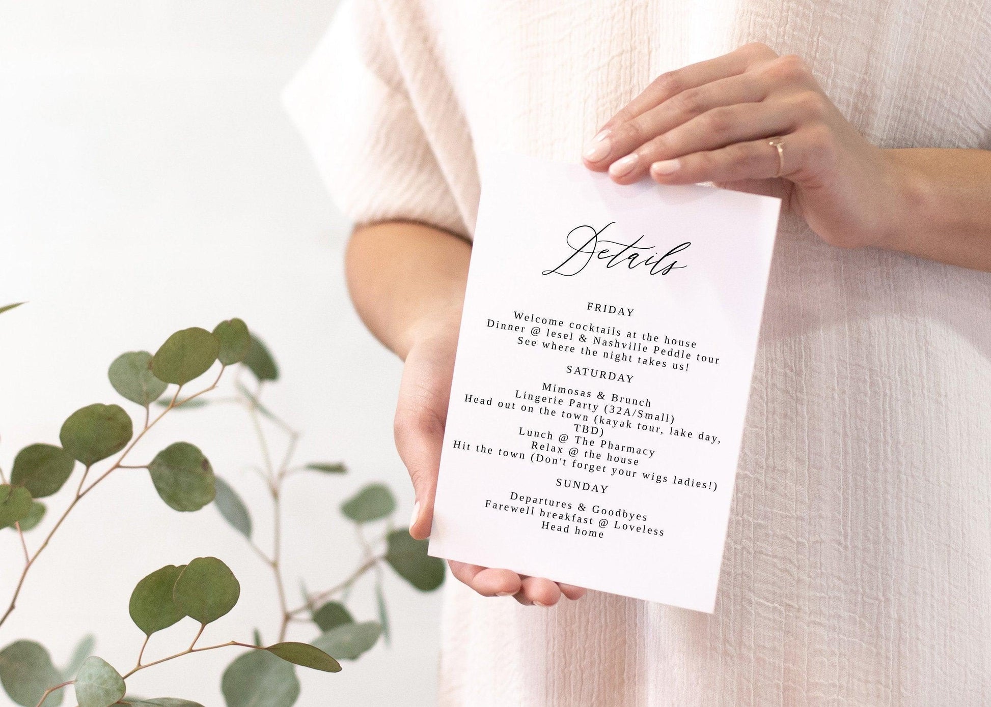 Greenery Bachelorette Weekend Invite, DIY Editable Template Instant Download Bachelorette Invites Invitation Party - Scarlett - SAVVY PAPER CO