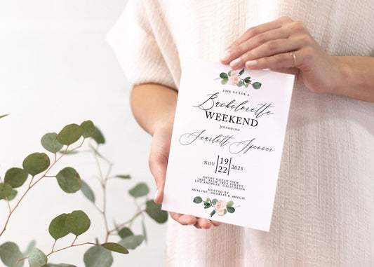 Greenery Bachelorette Weekend Invite, DIY Editable Template Instant Download Bachelorette Invites Invitation Party - Scarlett - SAVVY PAPER CO