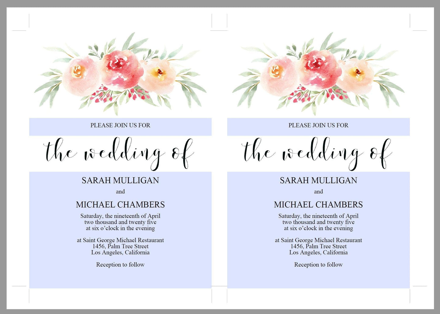 Greenery Blush Wedding Invitation Editable Template, Printable DIY Instant Download Invites, Digital Download Invitations- Sarah - SAVVY PAPER CO