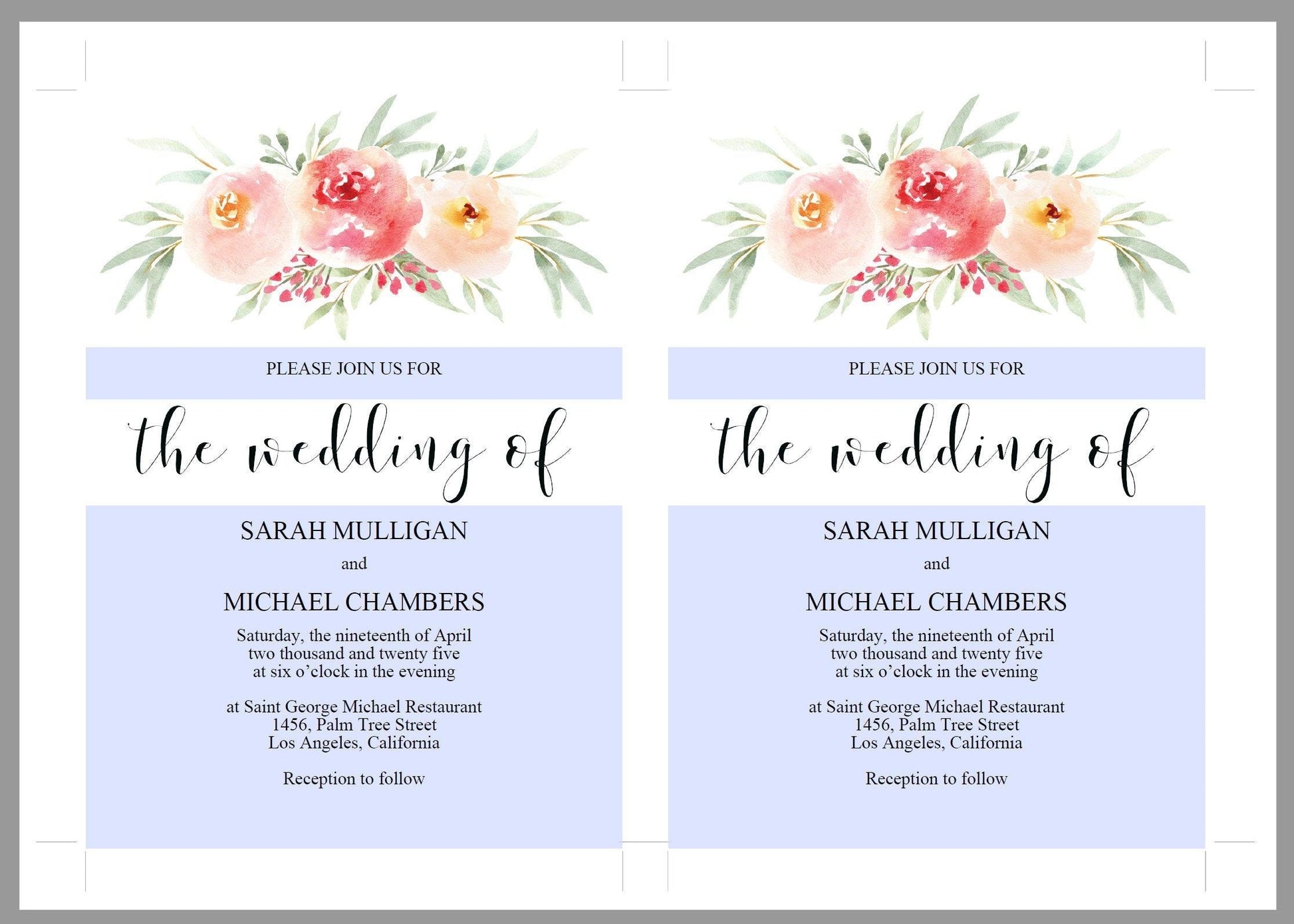 Greenery Blush Wedding Invitation Editable Template, Printable DIY Instant Download Invites, Digital Download Invitations- Sarah - SAVVY PAPER CO