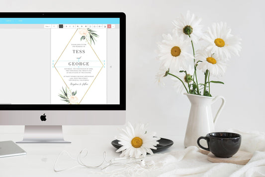 Greenery Blush Wedding Invitation Editable Template, Printable DIY Instant Download Invites, Digital Download Invitations - Tess - SAVVY PAPER CO