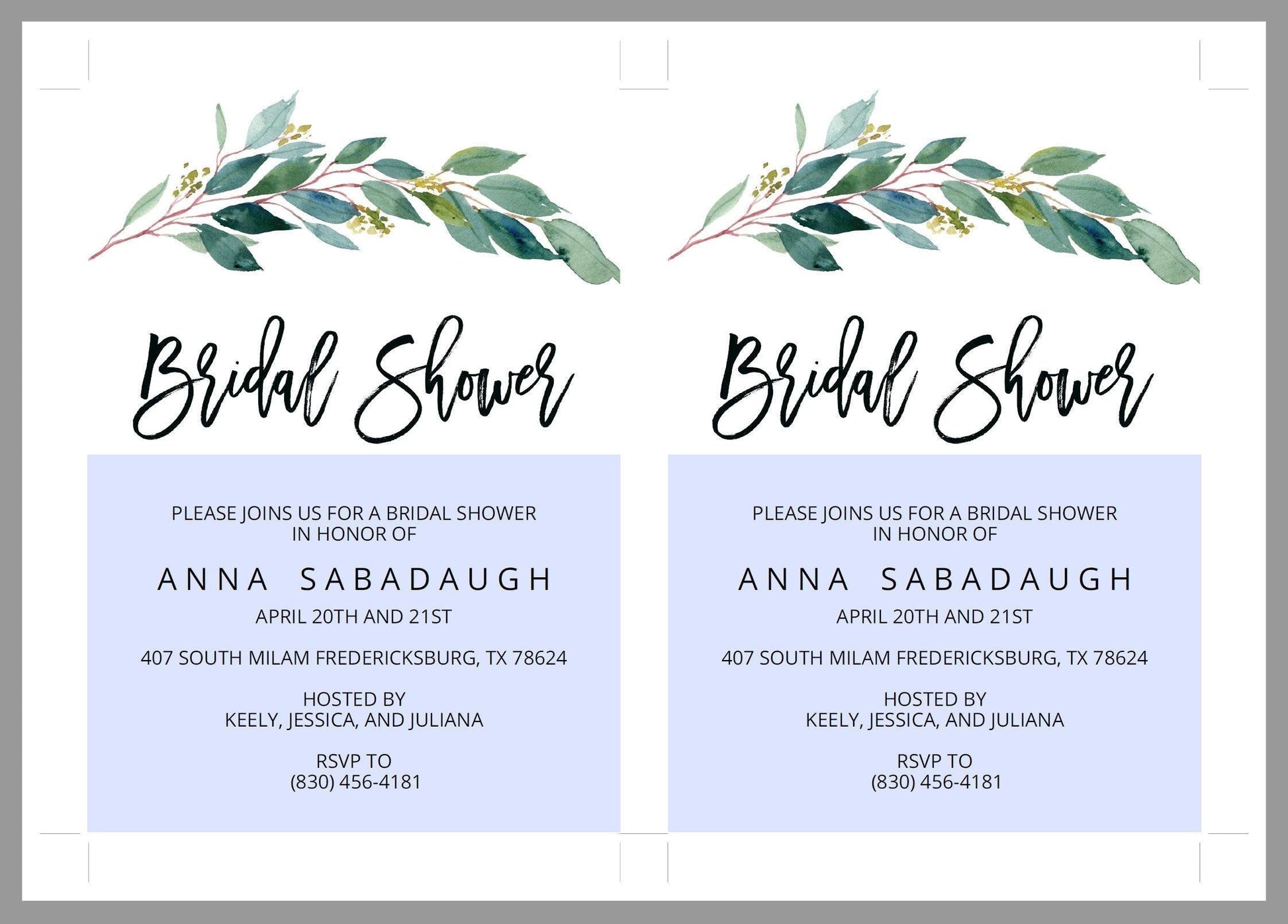 Greenery Bridal Shower Invitation Instant Download Printable Editable Template DIY Bridal Shower Invite - ANNA - SAVVY PAPER CO