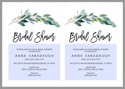 Greenery Bridal Shower Invitation Instant Download Printable Editable Template DIY Bridal Shower Invite - ANNA - SAVVY PAPER CO