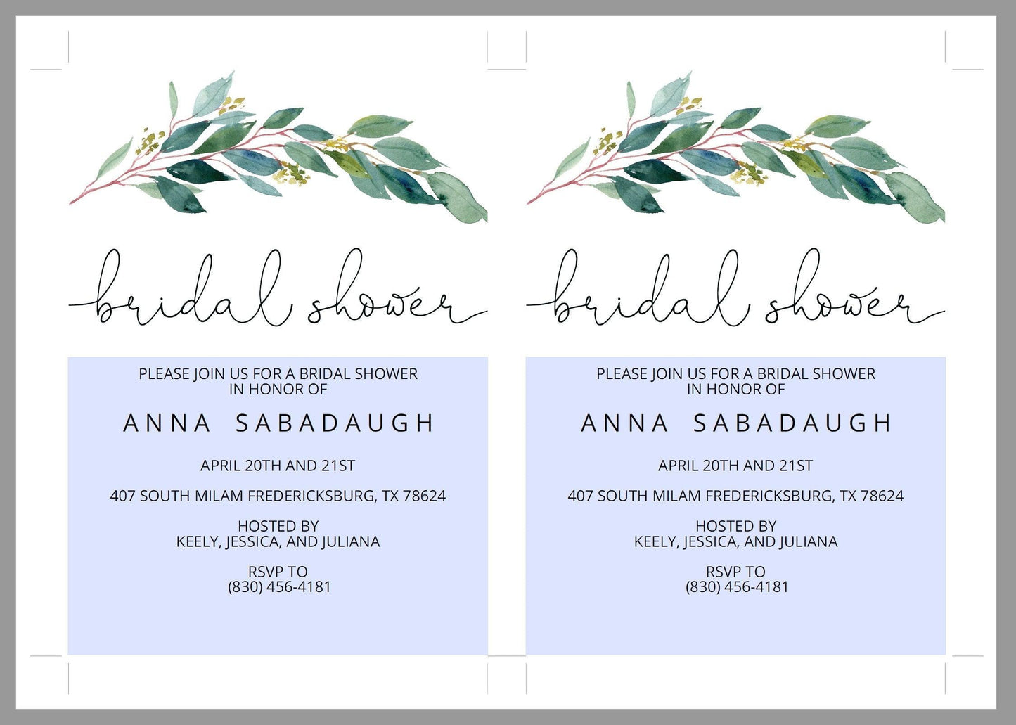 Greenery Bridal Shower Invitation Instant Download Printable Editable Template DIY Bridal Shower Invite - ANNA - SAVVY PAPER CO