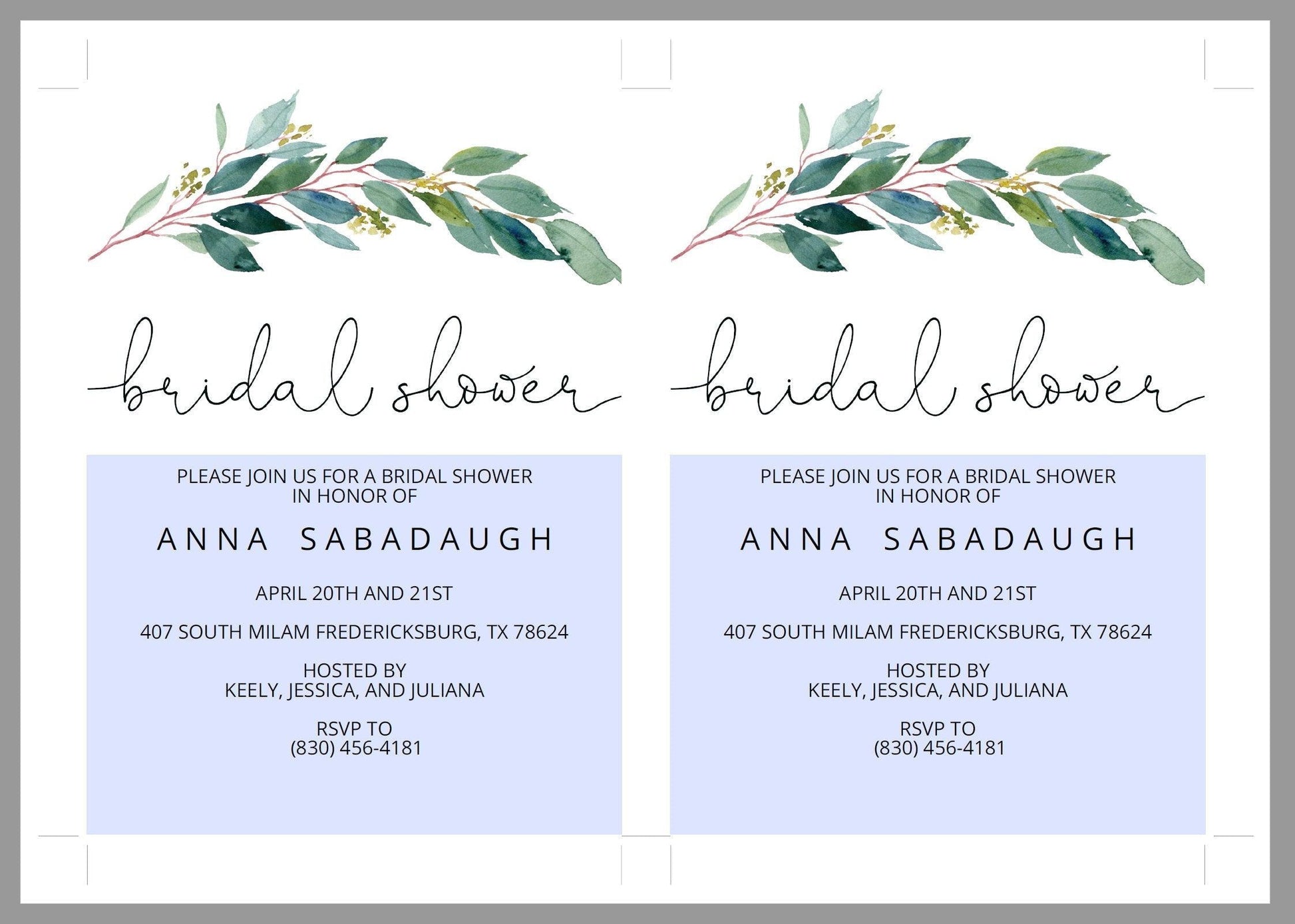 Greenery Bridal Shower Invitation Instant Download Printable Editable Template DIY Bridal Shower Invite - ANNA - SAVVY PAPER CO