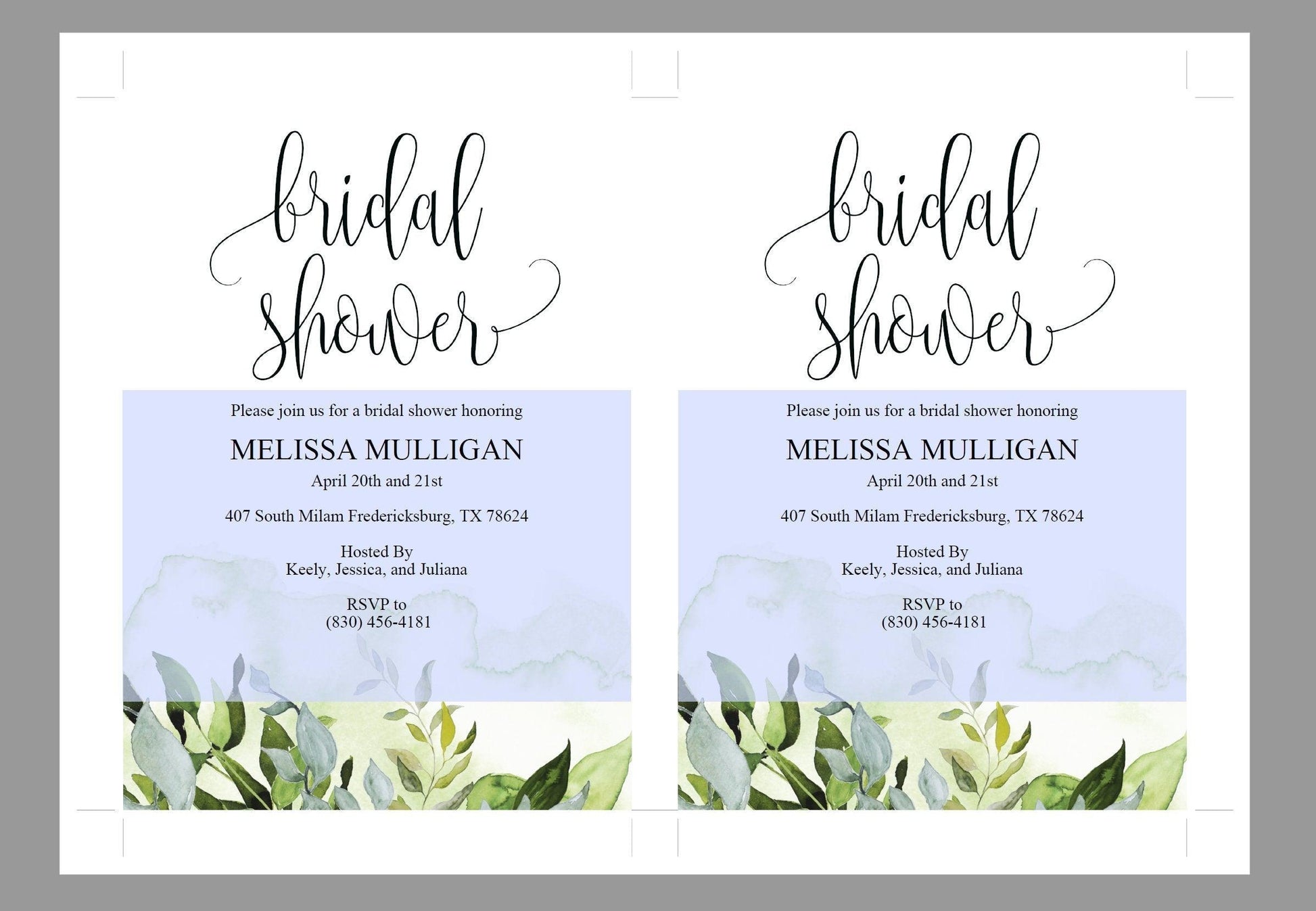 Greenery Bridal Shower Invitation Instant Download Printable Editable Template DIY Bridal Shower Invite - Melissa - SAVVY PAPER CO