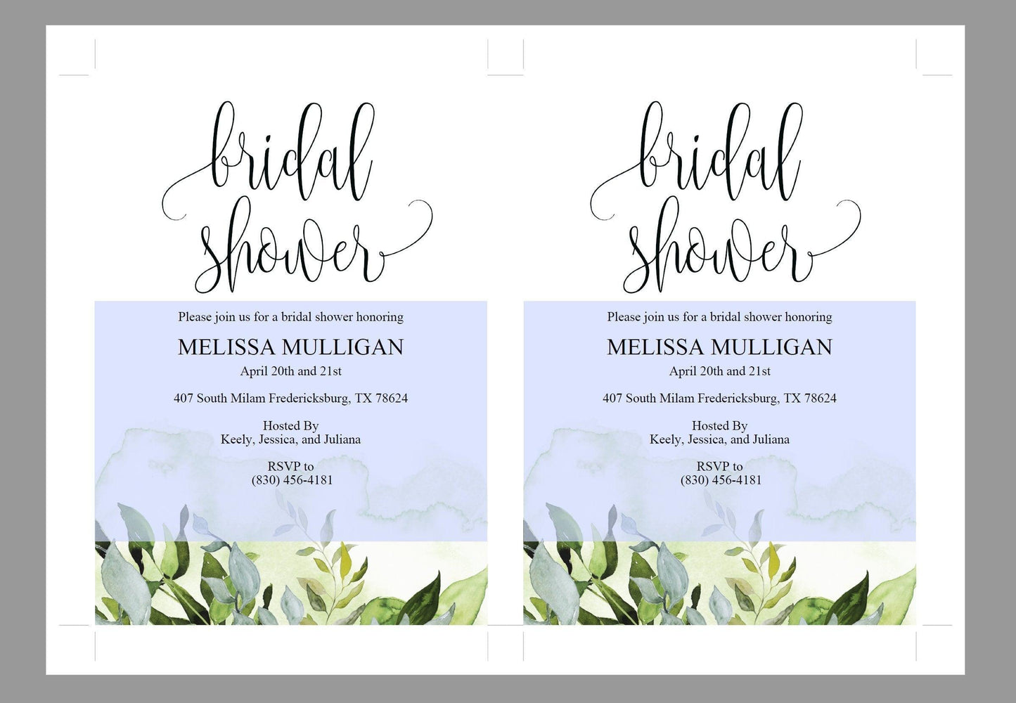 Greenery Bridal Shower Invitation Template, Instant Download, Printable, Editable Invite, DIY, Bridal Shower Invites - Melissa - SAVVY PAPER CO