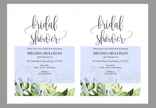 Greenery Bridal Shower Invitation Template, Instant Download, Printable, Editable Invite, DIY, Bridal Shower Invites - Melissa - SAVVY PAPER CO