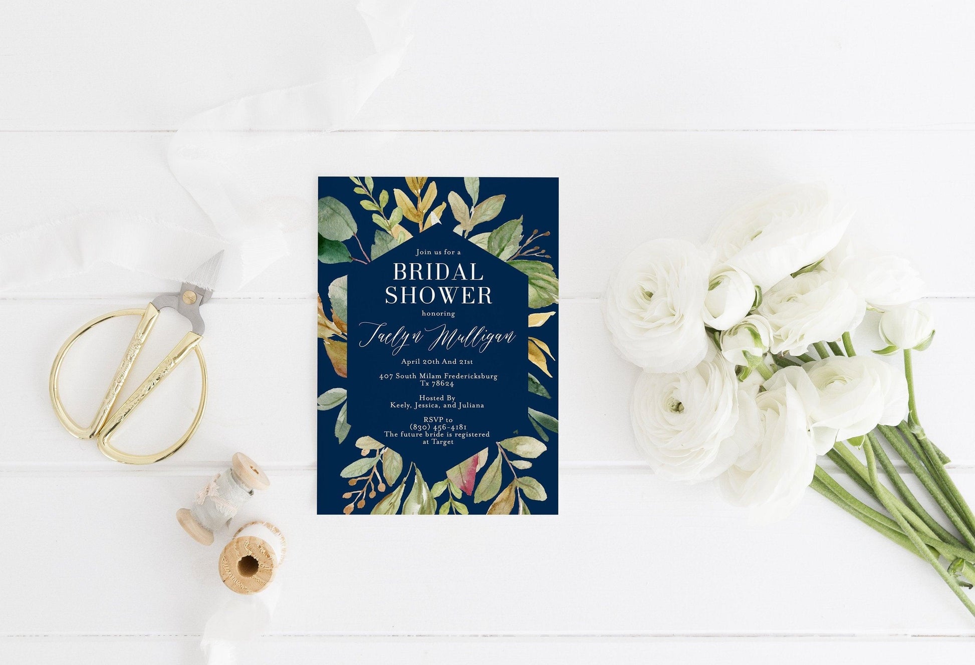 Greenery Bridal Shower Invite Templett Invitation Template Printable Instant Download - Cora - SAVVY PAPER CO