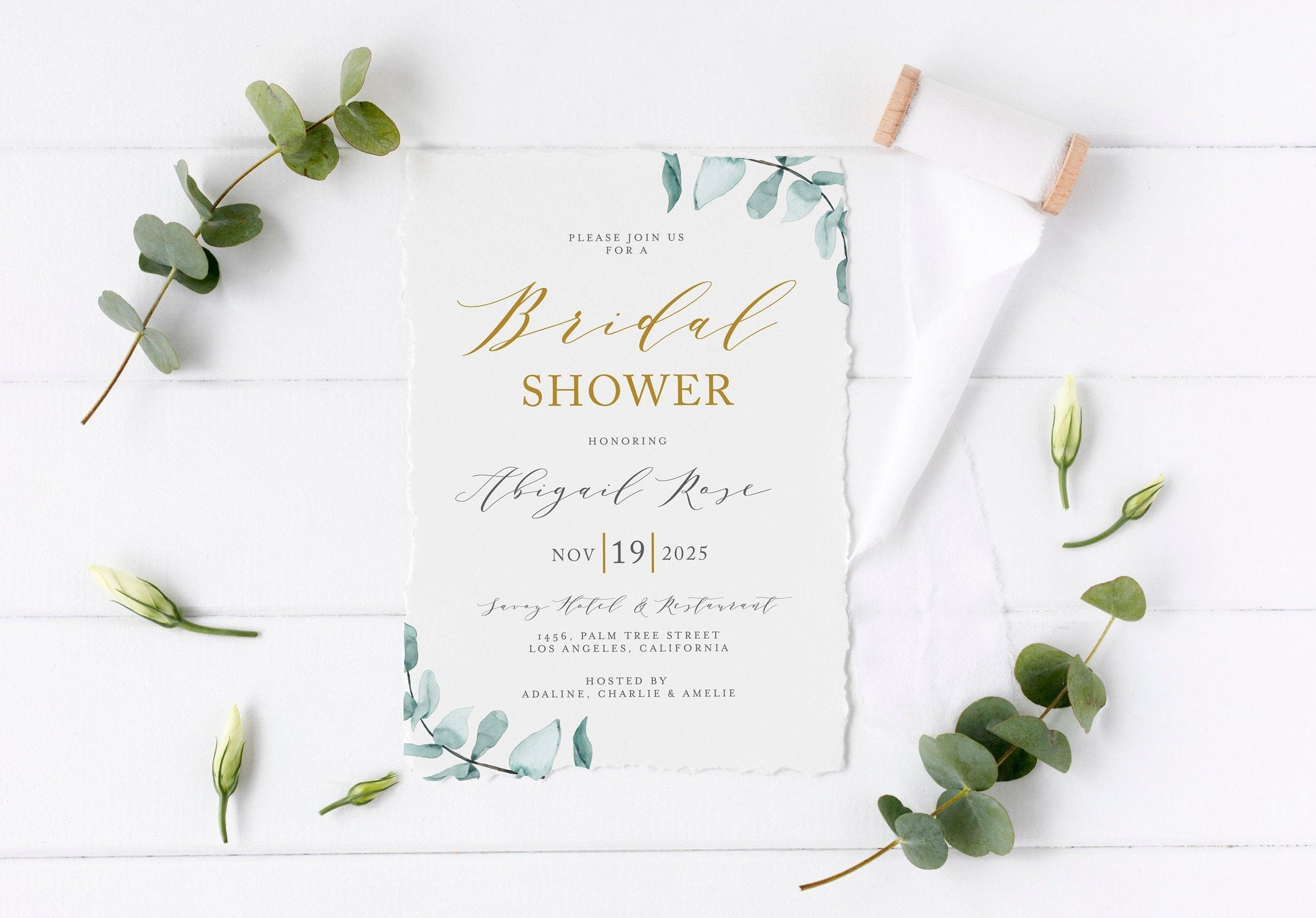 Greenery Bridal Shower Invite Templett, Shower Invitation Template, Printable Invitation, Instant Download, Printable Bridal Shower - Abi - SAVVY PAPER CO