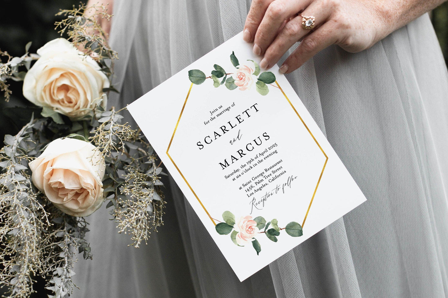 Greenery Floral Wedding Invitation Template Instant Download Templett Printable Wedding Editable - Scarlett - SAVVY PAPER CO