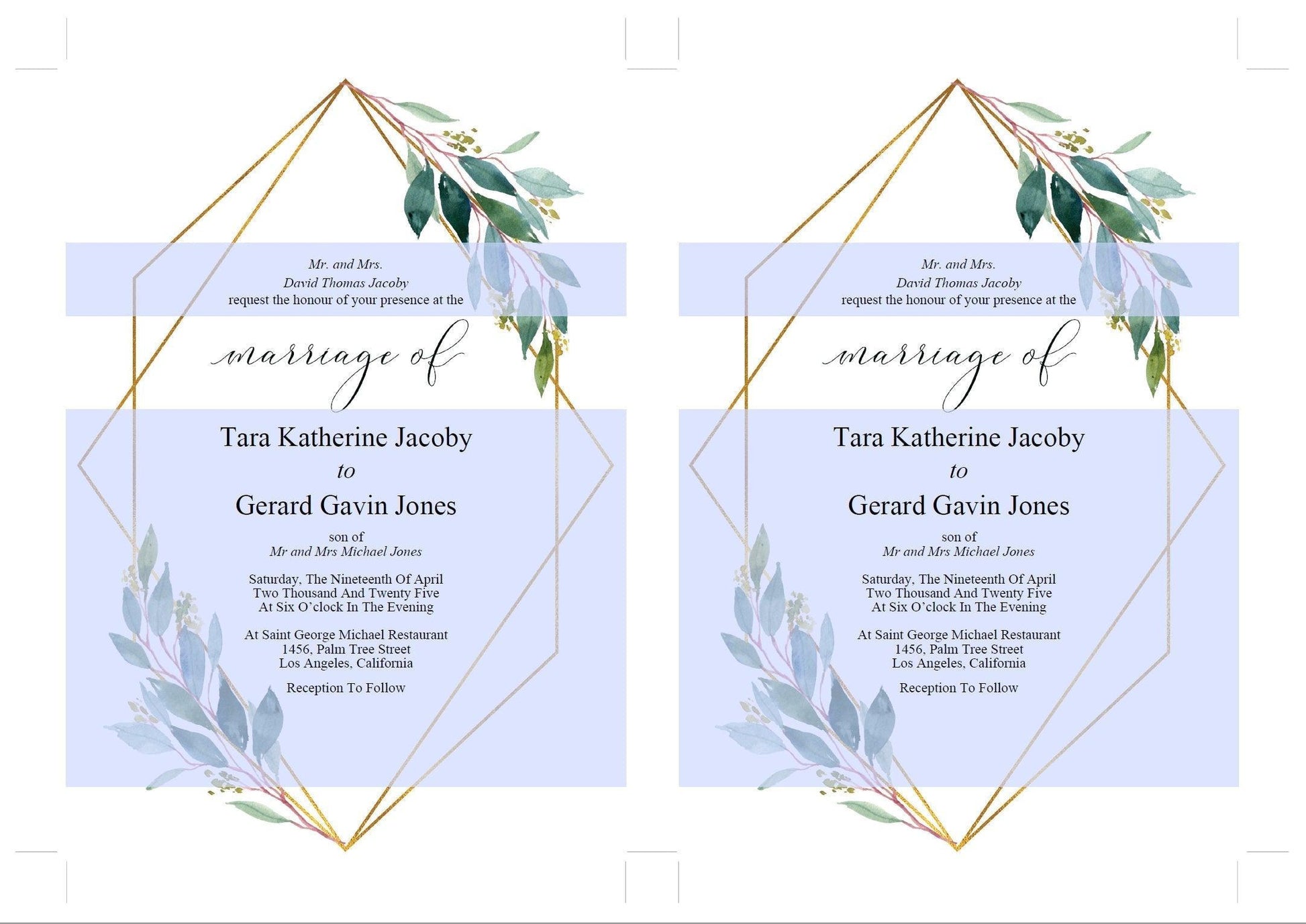 Greenery Geometric Wedding Invitation Editable Template, Printable DIY Instant Download Invites, Digital Download Invitations- TARA - SAVVY PAPER CO