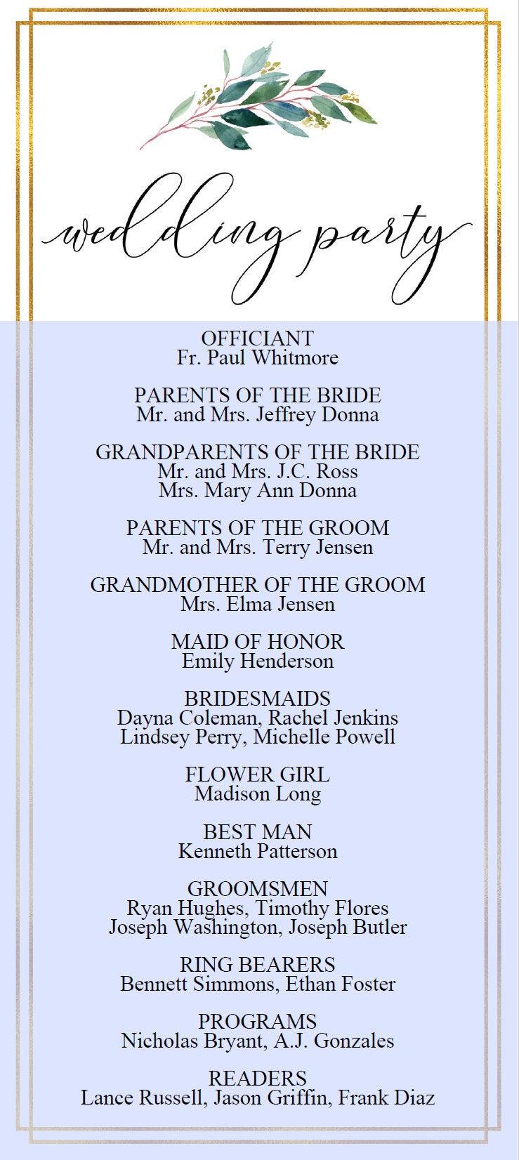 Greenery Gold Wedding Program Template Printable Ceremony Programs Editable Template Instant download - TARA - SAVVY PAPER CO