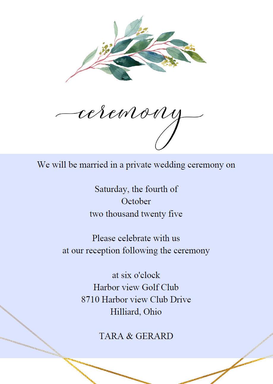 Greenery Gold Wedding Program Template Printable Ceremony Programs Editable Template Instant download - Tara - SAVVY PAPER CO