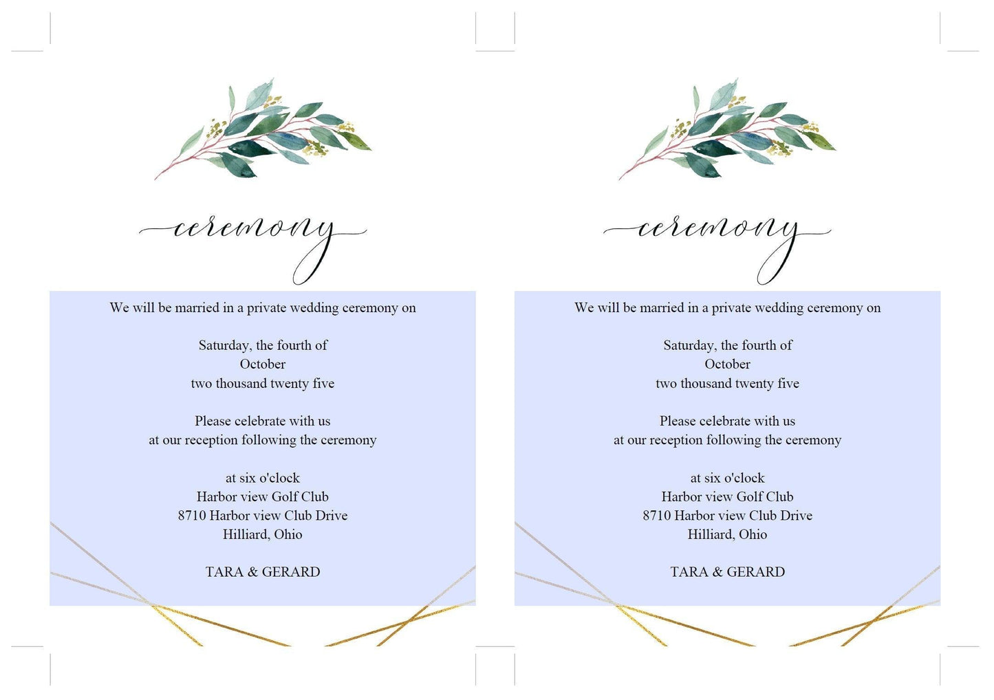 Greenery Gold Wedding Program Template Printable Ceremony Programs Editable Template Instant download - Tara - SAVVY PAPER CO