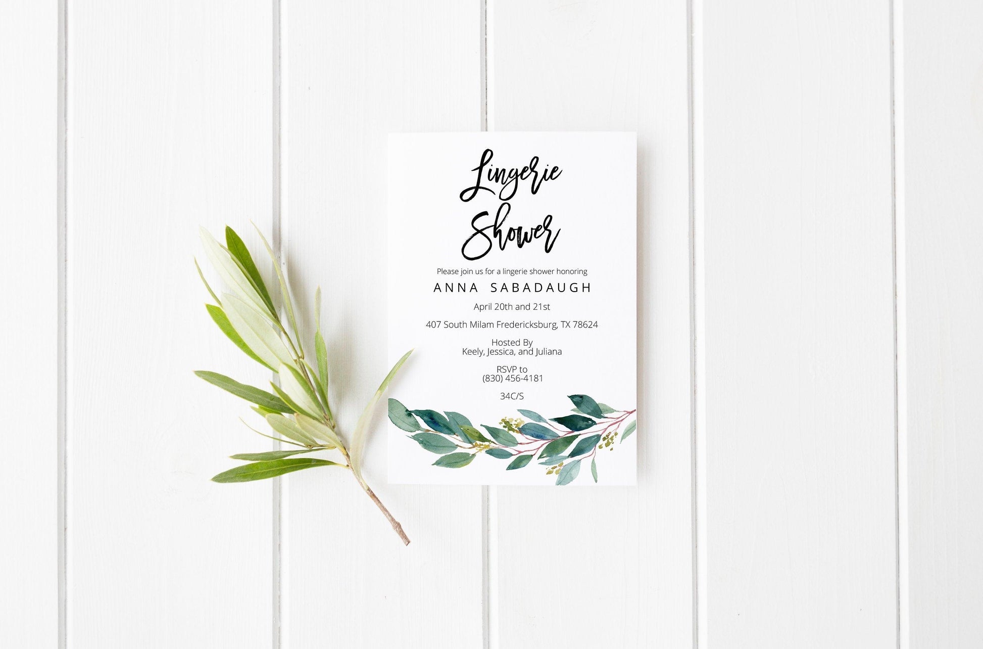 Greenery Lingerie Party Invitation Instant Download Printable Editable Template DIY Bridal Shower Invite - ANNA - SAVVY PAPER CO