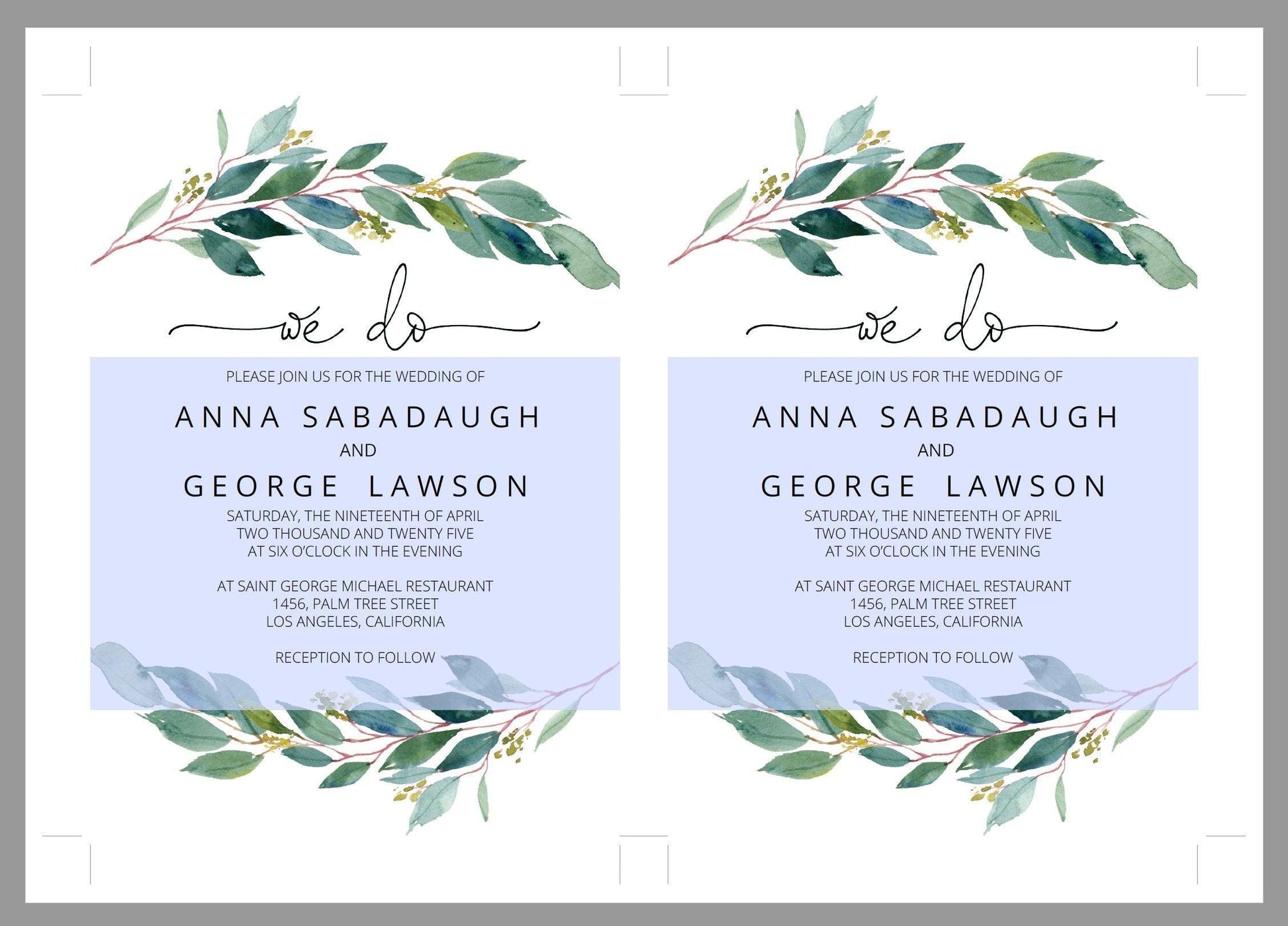 Greenery Rustic Wedding Invitation Editable Template, Printable DIY Instant Download Invites, Digital Download Invitations- Anna - SAVVY PAPER CO