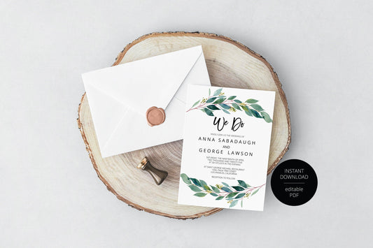Greenery Rustic Wedding Invitation Editable Template, Printable DIY Instant Download Invites, Digital Download Invitations PDF- Anna - SAVVY PAPER CO