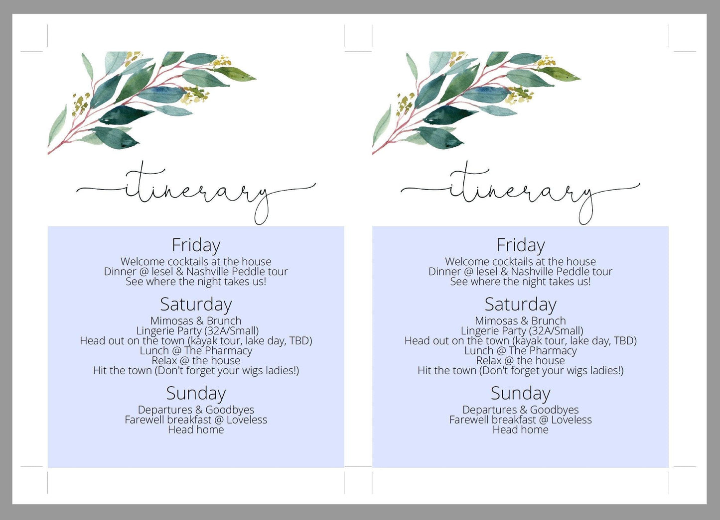 Greenery Watercolor Bachelorette Party Invite,Bride to Be,Itinerary,Printable Invitation,Instant Download,Printable Wedding - ANNA - SAVVY PAPER CO