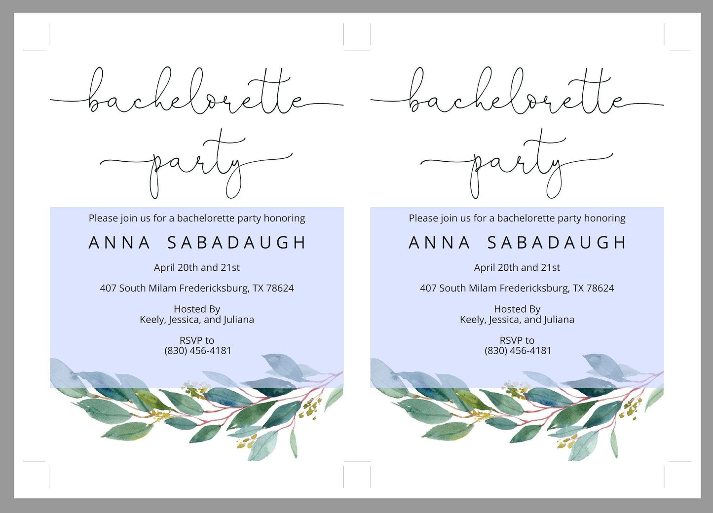 Greenery Watercolor Bachelorette Party Invite,Bride to Be,Itinerary,Printable Invitation,Instant Download,Printable Wedding - ANNA - SAVVY PAPER CO