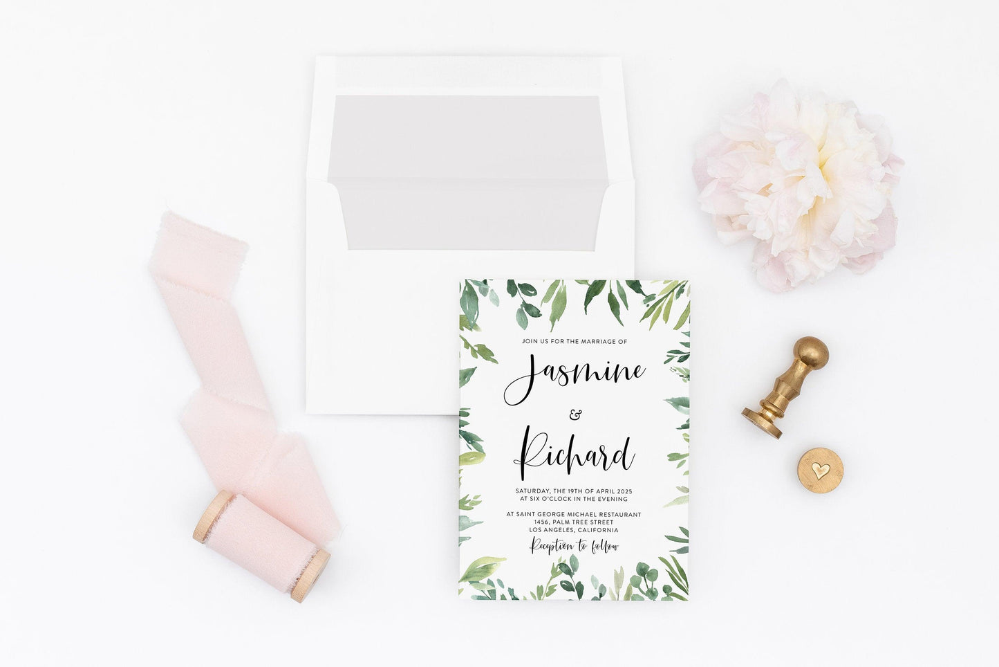 Greenery Wedding Invitation Editable Template Printable DIY Instant Download Invites Digital Download Invitations- Jasmine - SAVVY PAPER CO