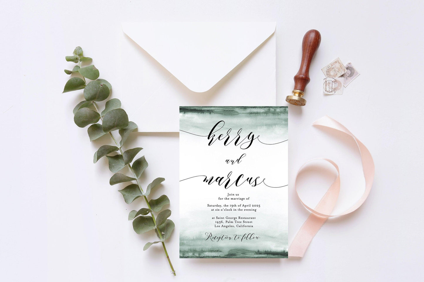 Greenery Wedding Invitation Editable Template, Printable DIY Instant Download Invites, Digital Download Invitations- Kerry - SAVVY PAPER CO