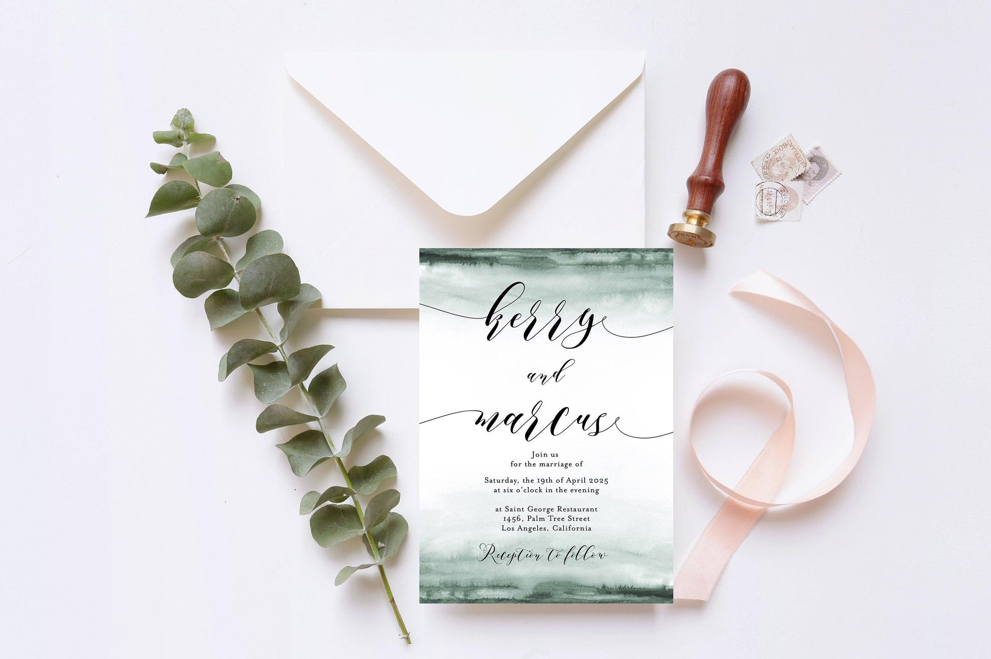 Greenery Wedding Invitation Editable Template, Printable DIY Instant Download Invites, Digital Download Invitations- Kerry - SAVVY PAPER CO