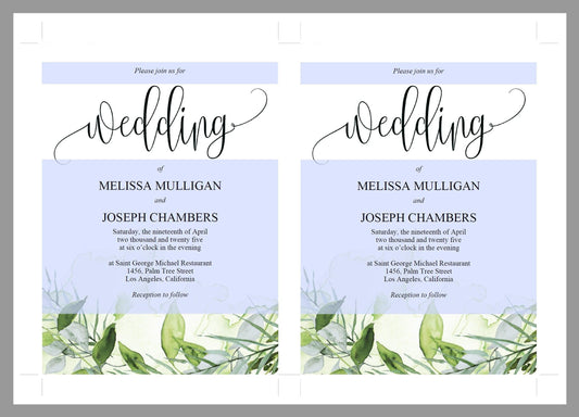 Greenery Wedding Invitation Editable Template, Printable DIY Instant Download Invites, Digital Download Invitations- Melissa - SAVVY PAPER CO