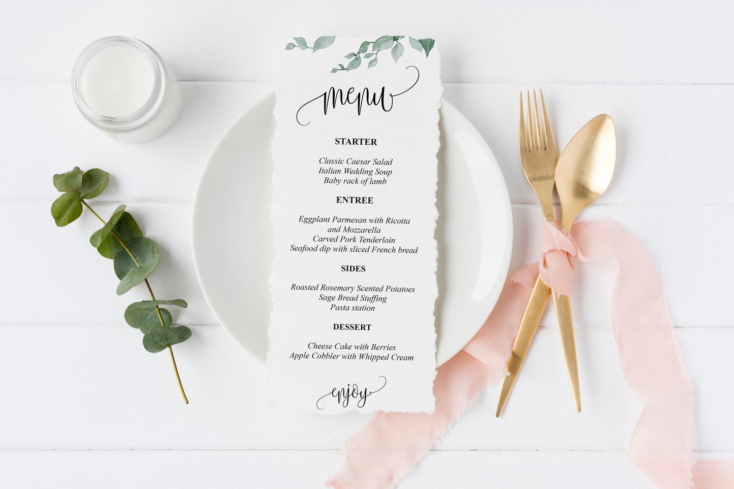 Greenery Wedding Menu Printable Template, Editable Instant Download, Menu Cards, DIY Dinner Menu - Melissa - SAVVY PAPER CO