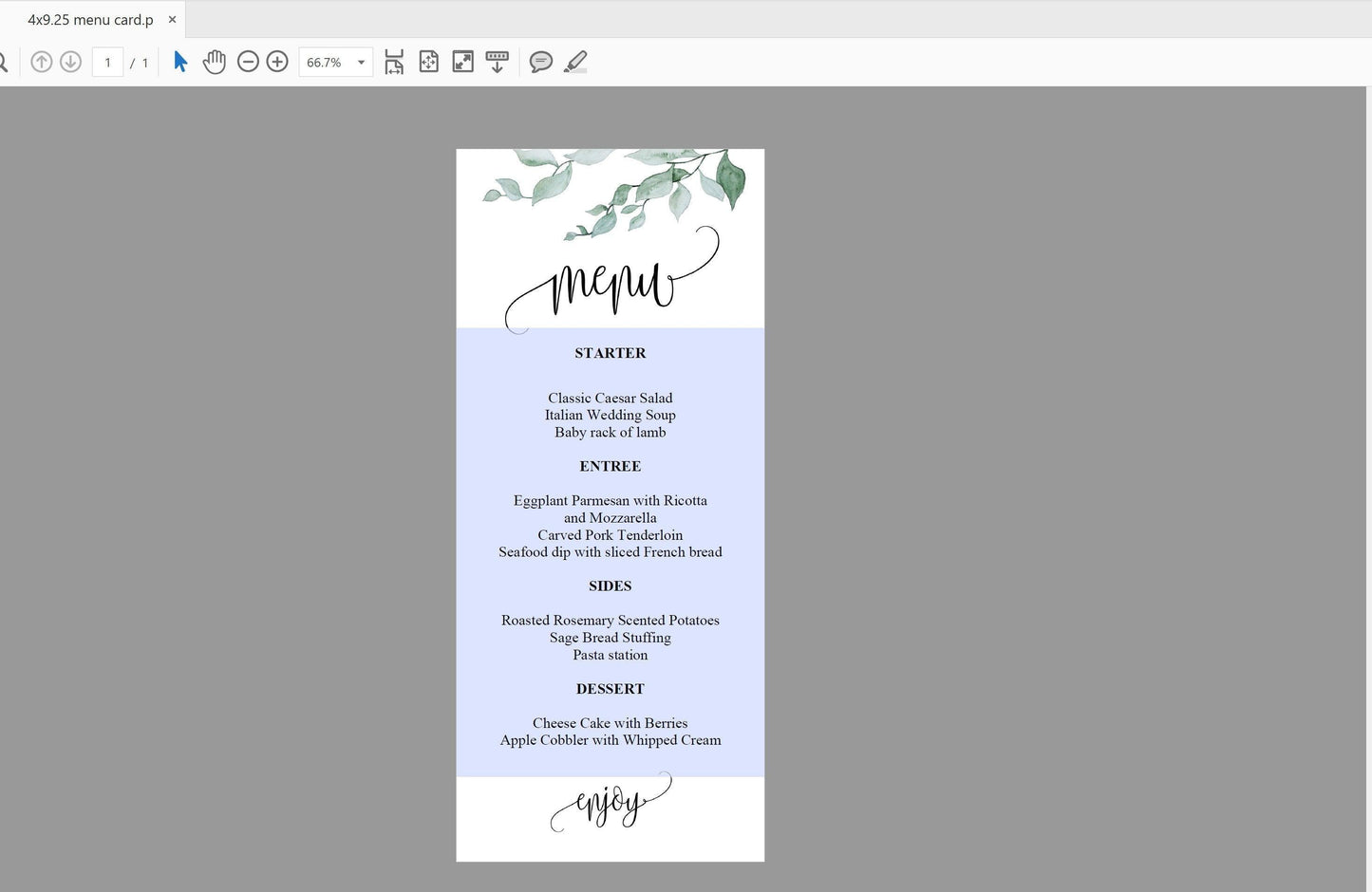 Greenery Wedding Menu Printable Template, Editable Instant Download, Menu Cards, DIY Dinner Menu - Melissa - SAVVY PAPER CO