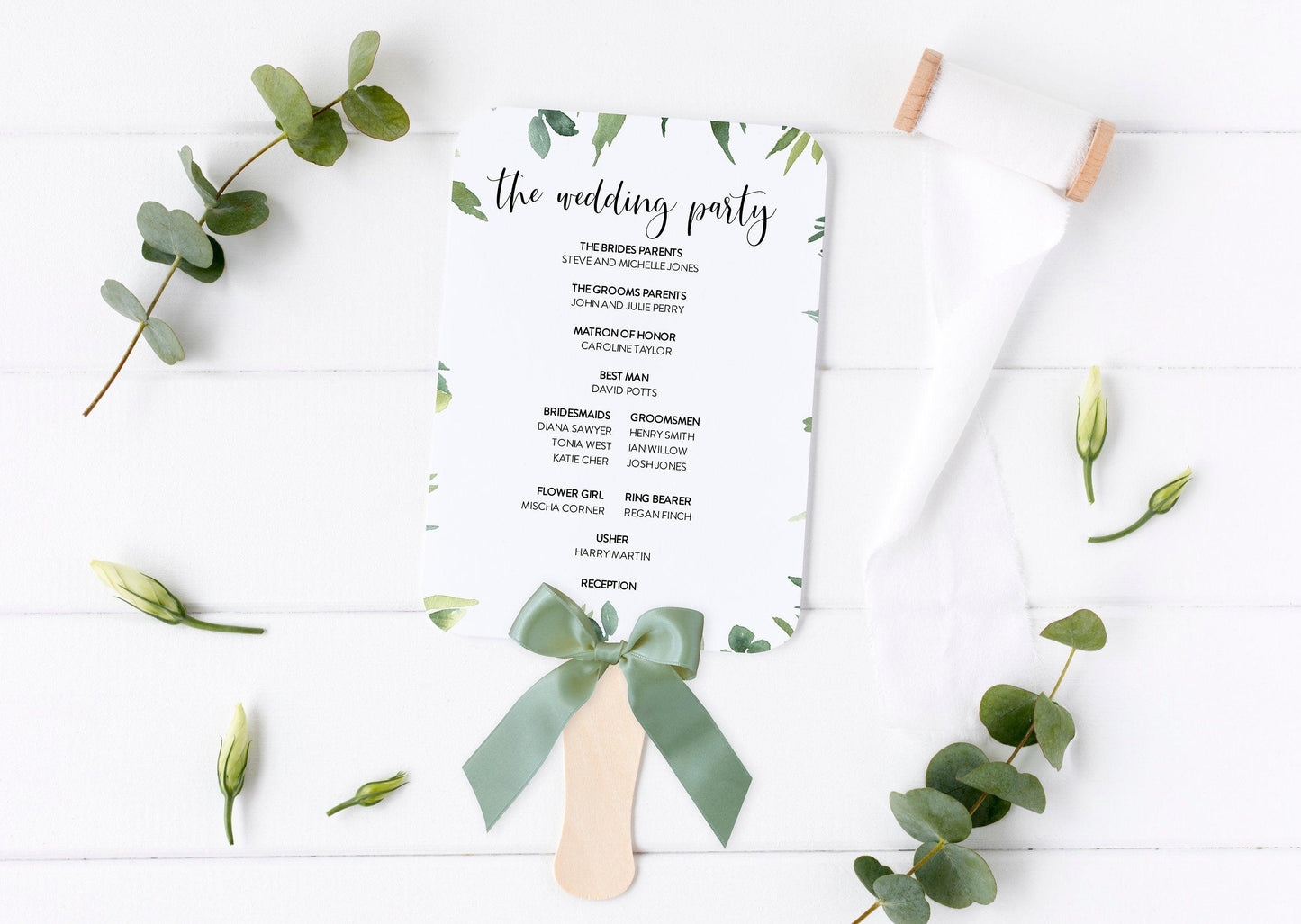 Greenery Wedding Program Fan Template Printable Ceremony Programs Editable Template Instant download - Jasmine - SAVVY PAPER CO