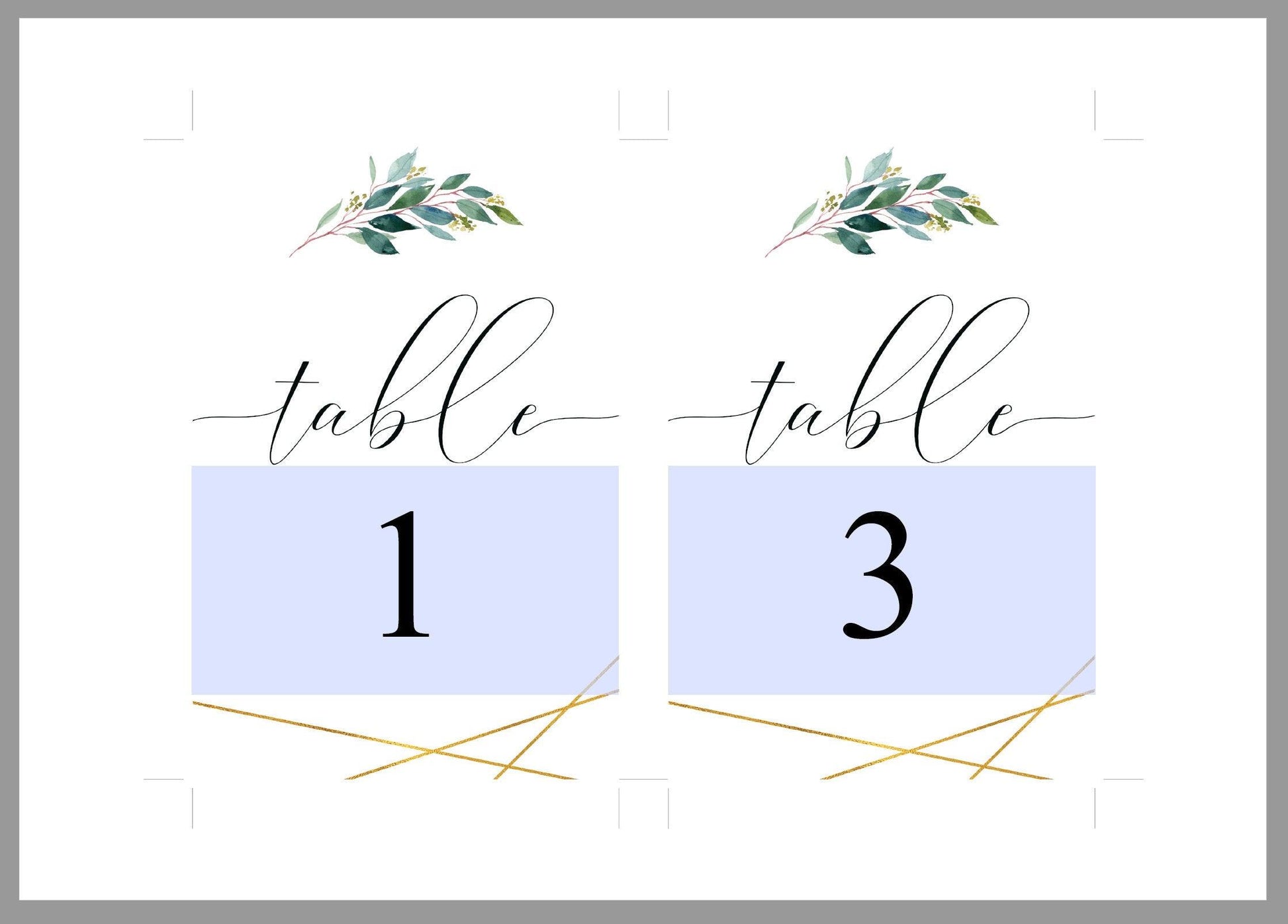 Greenery Wedding Table Number, Wedding Table, Printable Numbers, Instant Download,DIY Table Numbers, Cards, Gold, Geometric -TARA - SAVVY PAPER CO
