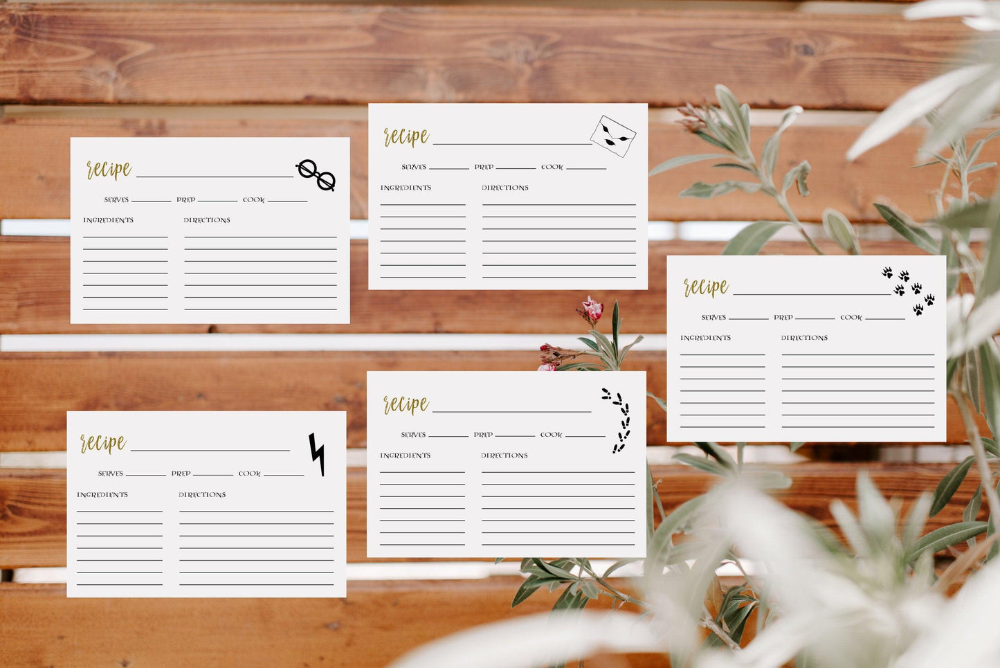 Harry Potter Recipe Card Set, Large 4x6, Instant Download, Hogwarts Harry Potter Recipe Card, Set of 5 PDF, Wizard Recipe Cards - SAVVY PAPER CO