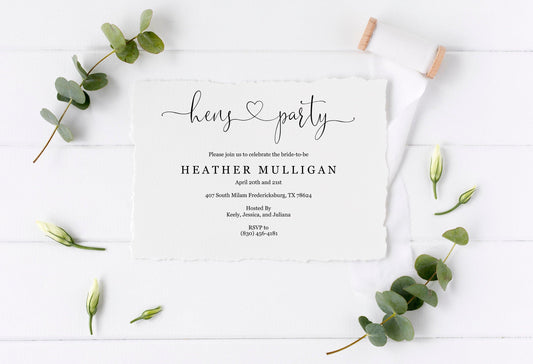 Hens Party Invitation Template Instant Download, Printable Editable Template, DIY Bridal Shower Invite - Heather - SAVVY PAPER CO