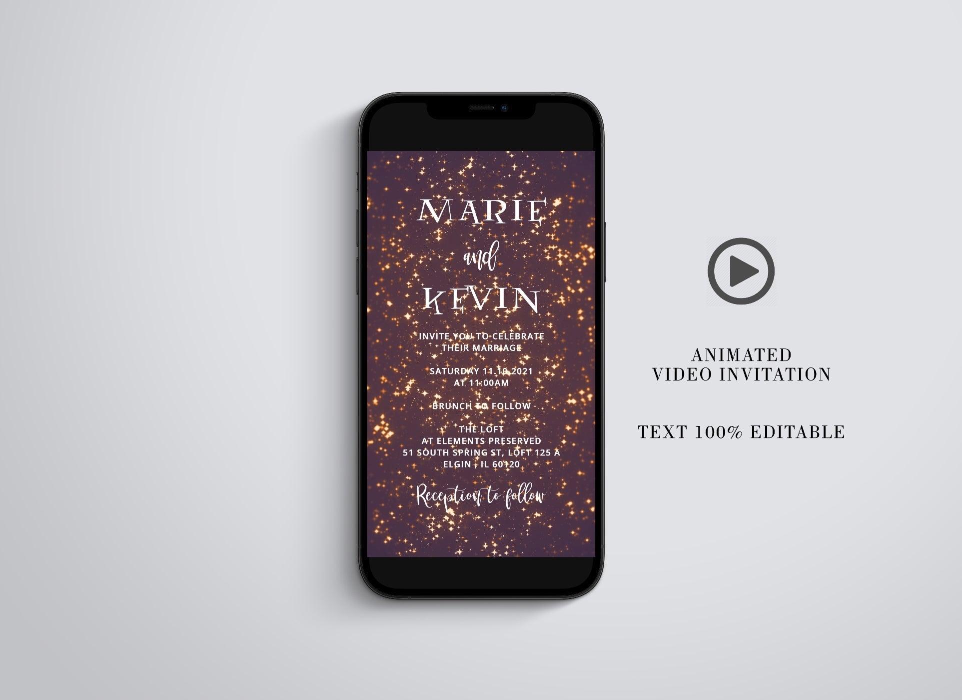 Hogwarts Harry Potter Wedding Video Evite, Wizard Birthday Invite, Electronic Save The Date, Stars, Wedding Video Invitation, Animated - SAVVY PAPER CO